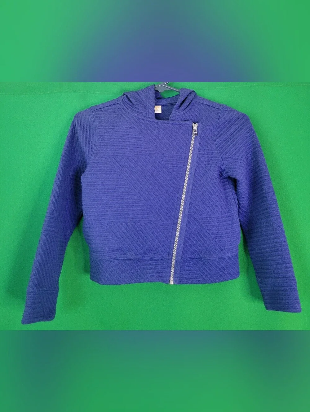 Gymboree Purple Ribbed Pea Coat Jacket Moto Quilted Sz 7/8 Girls Hoodie Textured